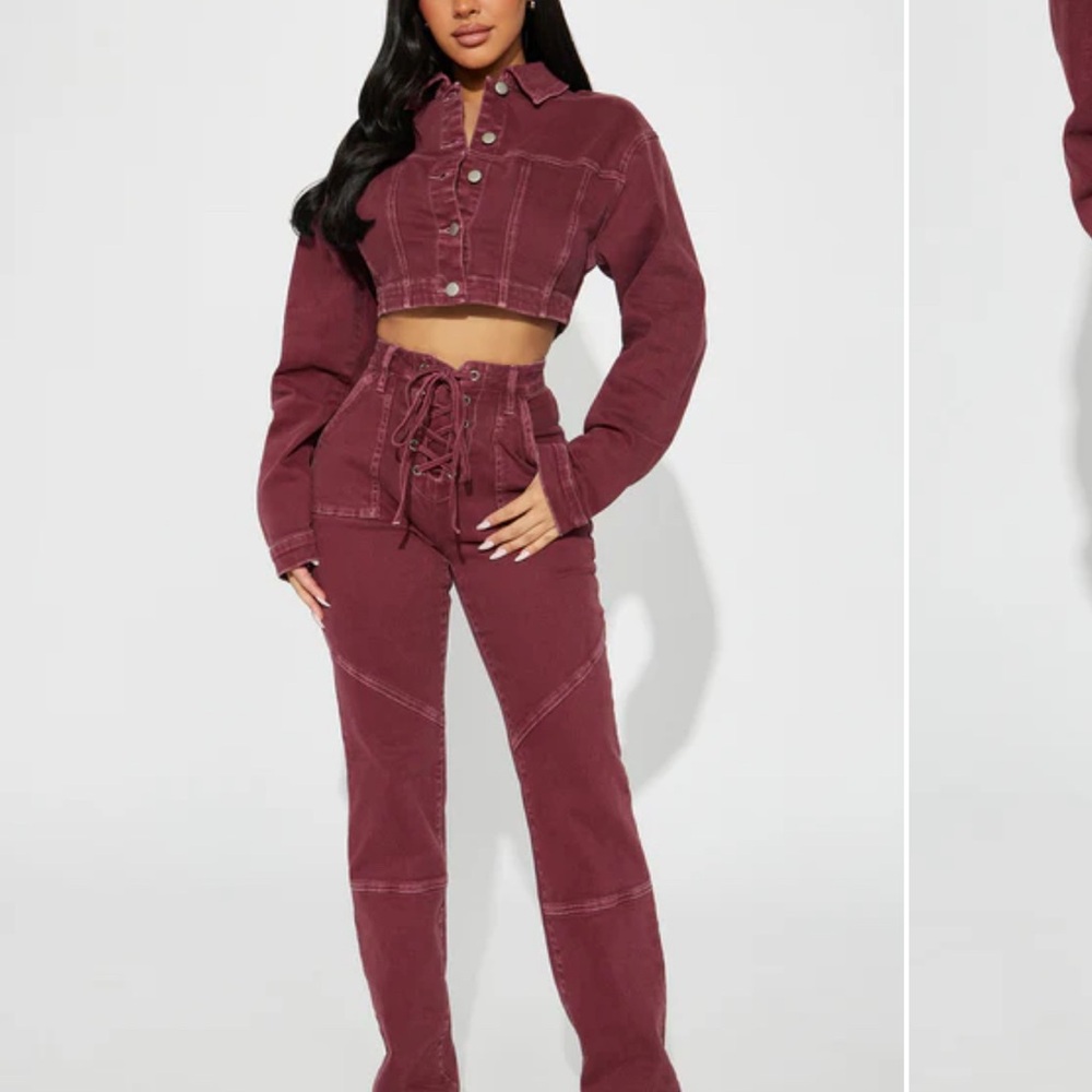 Sold ❌Fashion nova Women's Burgundy Two-Piece Set